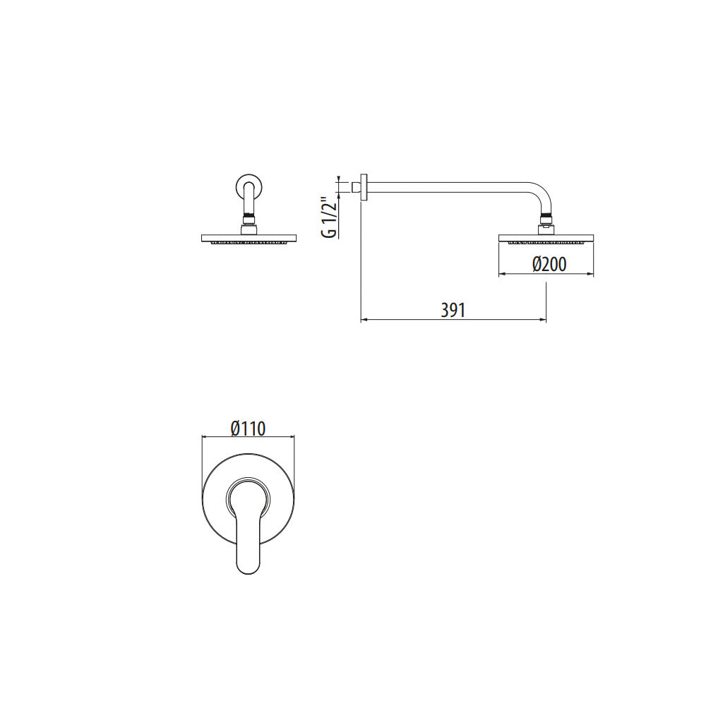 Miscelatore incasso 2 vie Gattoni H20mix4000 con deviatore e soffione in ABS