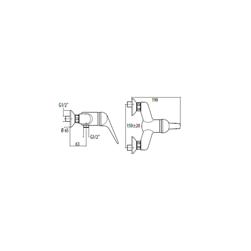 Miscelatore esterno doccia Gattoni H20MIX6000 ottone cromo art. 6031065C0