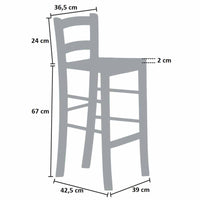 Sgabello h 67cm da terra alla seduta in ciliegio seduta in legno massello