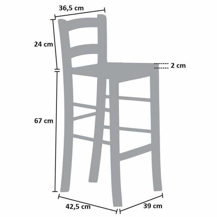 Sgabello h 67cm da terra alla seduta in ciliegio seduta in legno massello