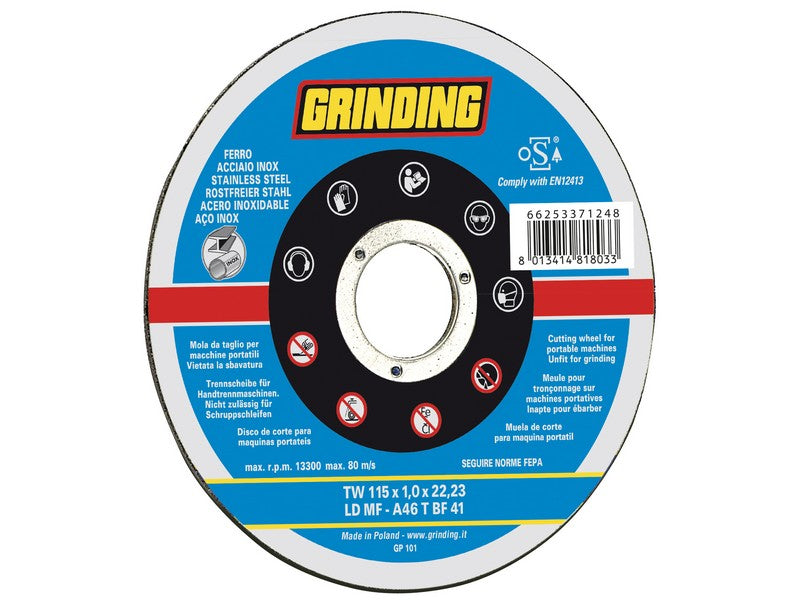 Grinding disco abrasivo piano per inox Ã˜ mm. 115x1,0x22,23 special edition (50 pezzi) - Grinding