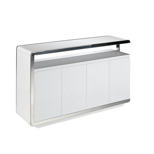 Credenza in legno bianco e acciaio inox