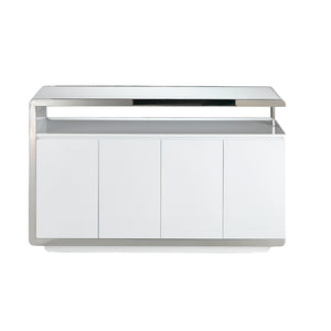 Credenza in legno bianco e acciaio inox