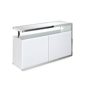 Credenza in legno bianco e acciaio inox