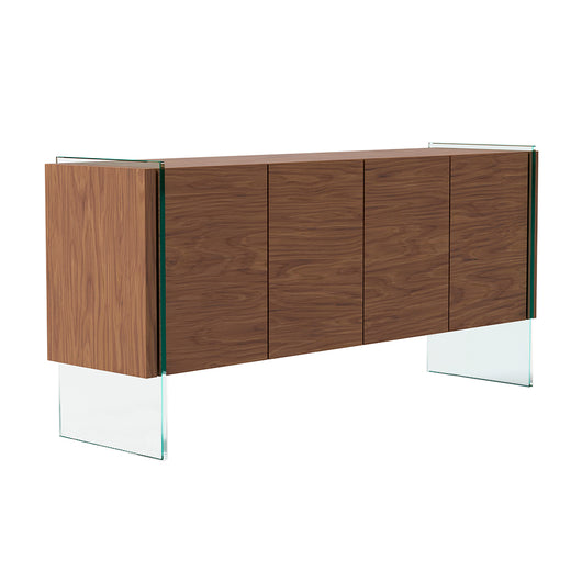 Credenza in noce e vetro temperato