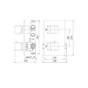 Composizione doccia bossini con soffione cosmo 23x23 kit duplex cube e miscelatore meccanico a 2 vie 