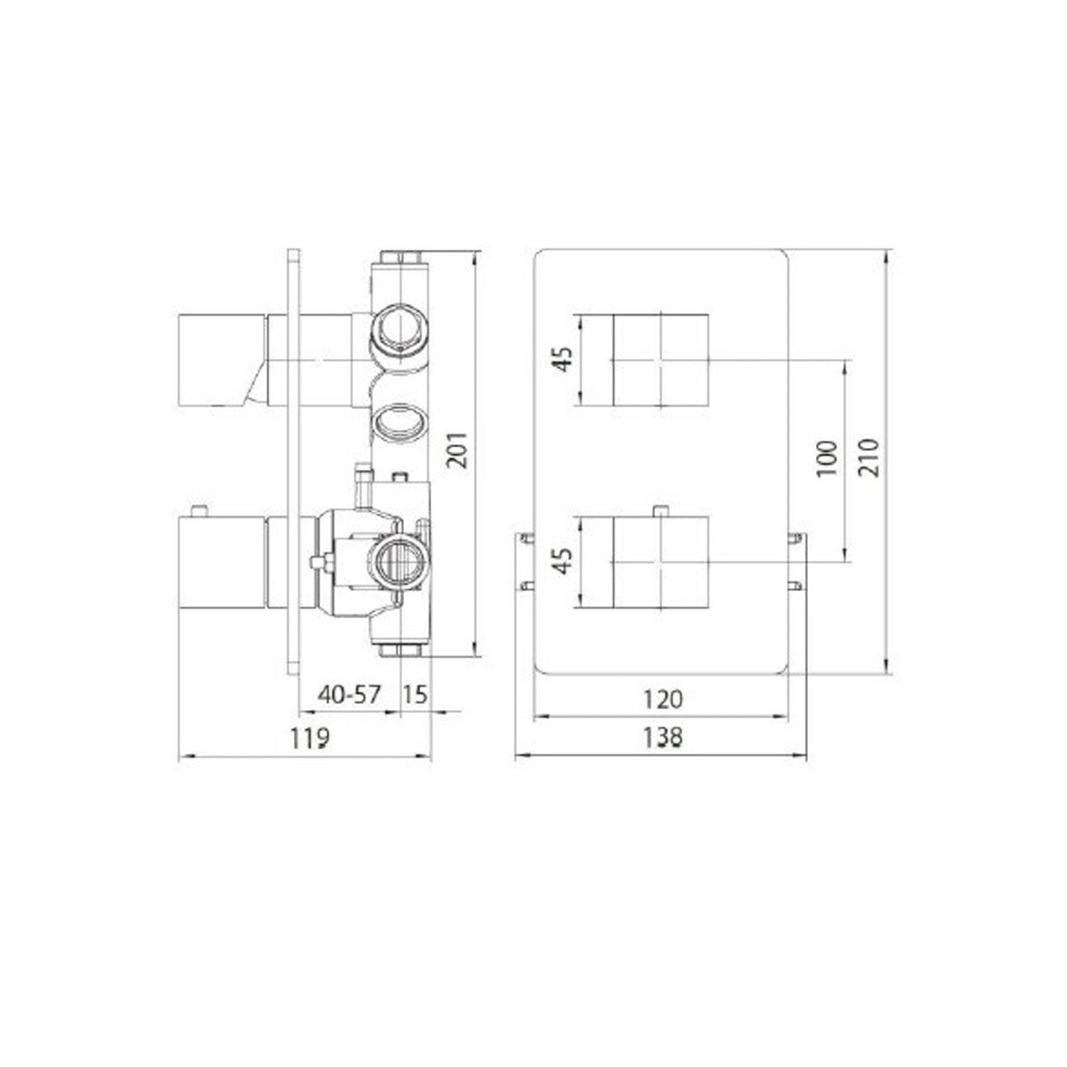 Composizione doccia bossini con soffione cosmo 23x23 kit duplex cube e miscelatore termostatico a 2 vie 