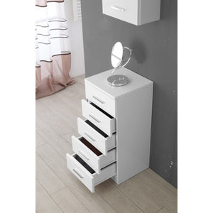 Mobile da Bagno Colonna Singola 5 Cassetti Bianco Lucido 80 cm Feridras