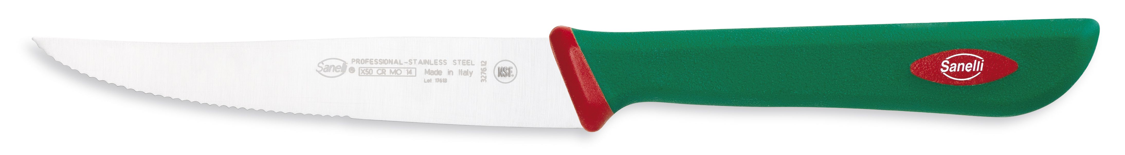 Coltello Costata per Bistecca Professionale Lama 12 cm Manico Antiscivolo Verde Sanelli Premana