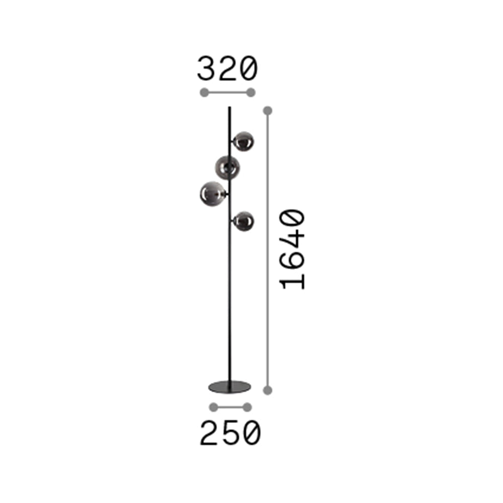 Piantana Contemporanea Perlage Metallo Nero 4 Luci G9 3W 3000K Luce Calda