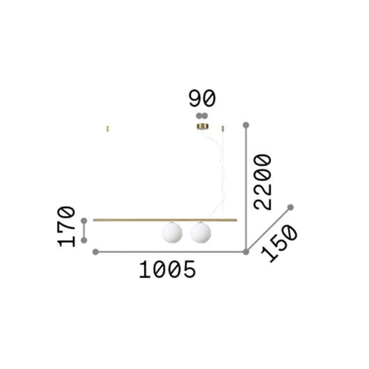 Sospensione Contemporanea Perline Metallo Nero 2 Luci G9 3W 3000K Luce Calda