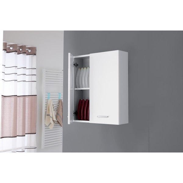 Pensile da Bagno 2 Ante Mobiletto Sospeso in Legno Bianco 60 cm Feridras