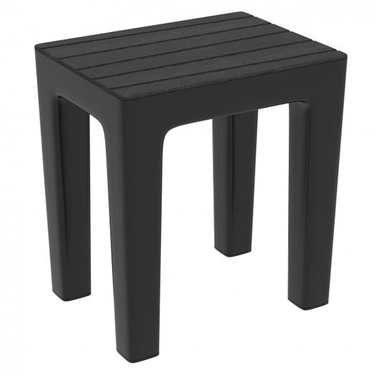 Sgabello da Bagno Multiuso in Plastica Effetto Legno Woody Colore: Nero