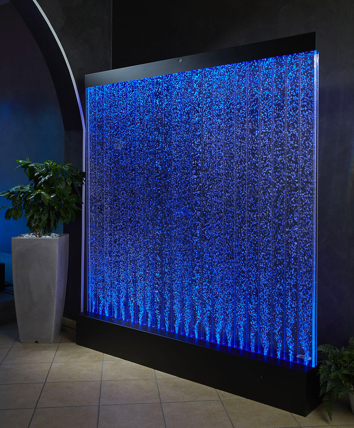 Muro d’Acqua con Bolle Verticali 180x200 cm in Plexiglas con LED Perlage Corallo Gigante