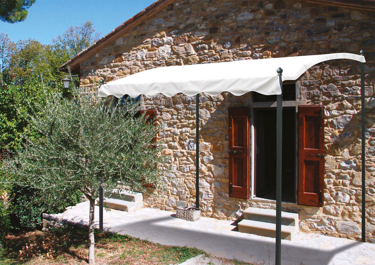 Gazebo Pergola 2 x 3 da Parete Muro Giardino in Metallo con Telo Copertura