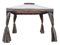 Gazebo 3x3 3x4 in Alluminio Teli Laterali Doppio Tetto Beige Roma Verdelook Formato: 3 x 3 m