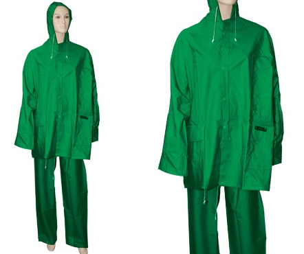 COMPLETO IMPERMEABILE IN PVC GIACCA E PANTALONE BRIXO VERDE- TAGLIA XL