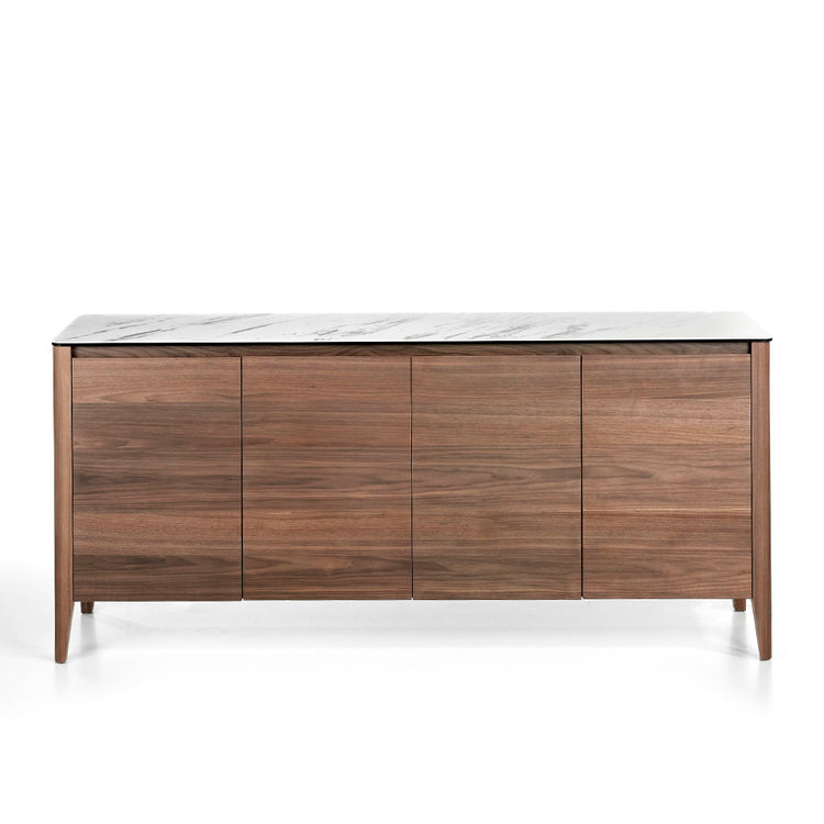 Credenza 179x45x80 cm in legno di noce e piano in porcellana