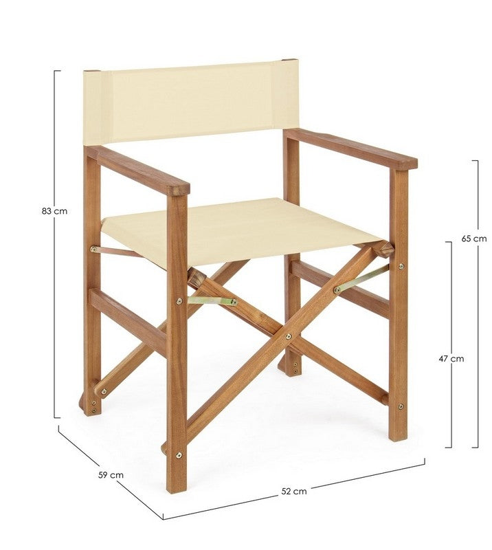 Sedia da Regista Pieghevole in Legno Acacia Poltrona Esterno Giardino Noemi