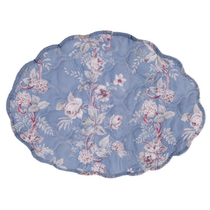 Tovaglietta Americana Oval Azzurra con Fiori Boutis Shabby Chic Blanc Mariclò