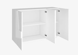 Mobile Multiuso 3 Ante 121,8x39,2x86 cm Ping Bianco Lucido