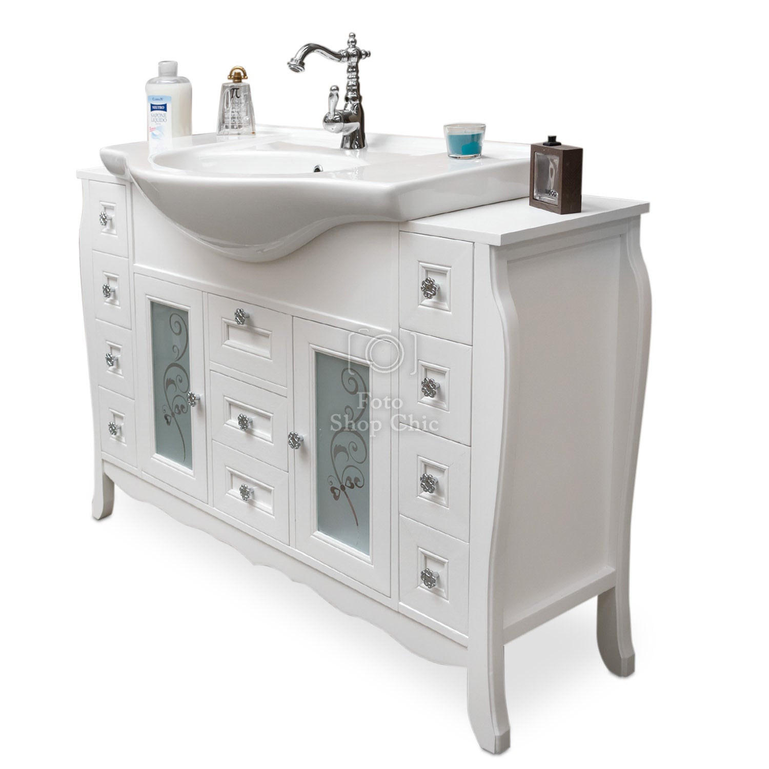 Composizione bagno shabby chic a doppia colonna