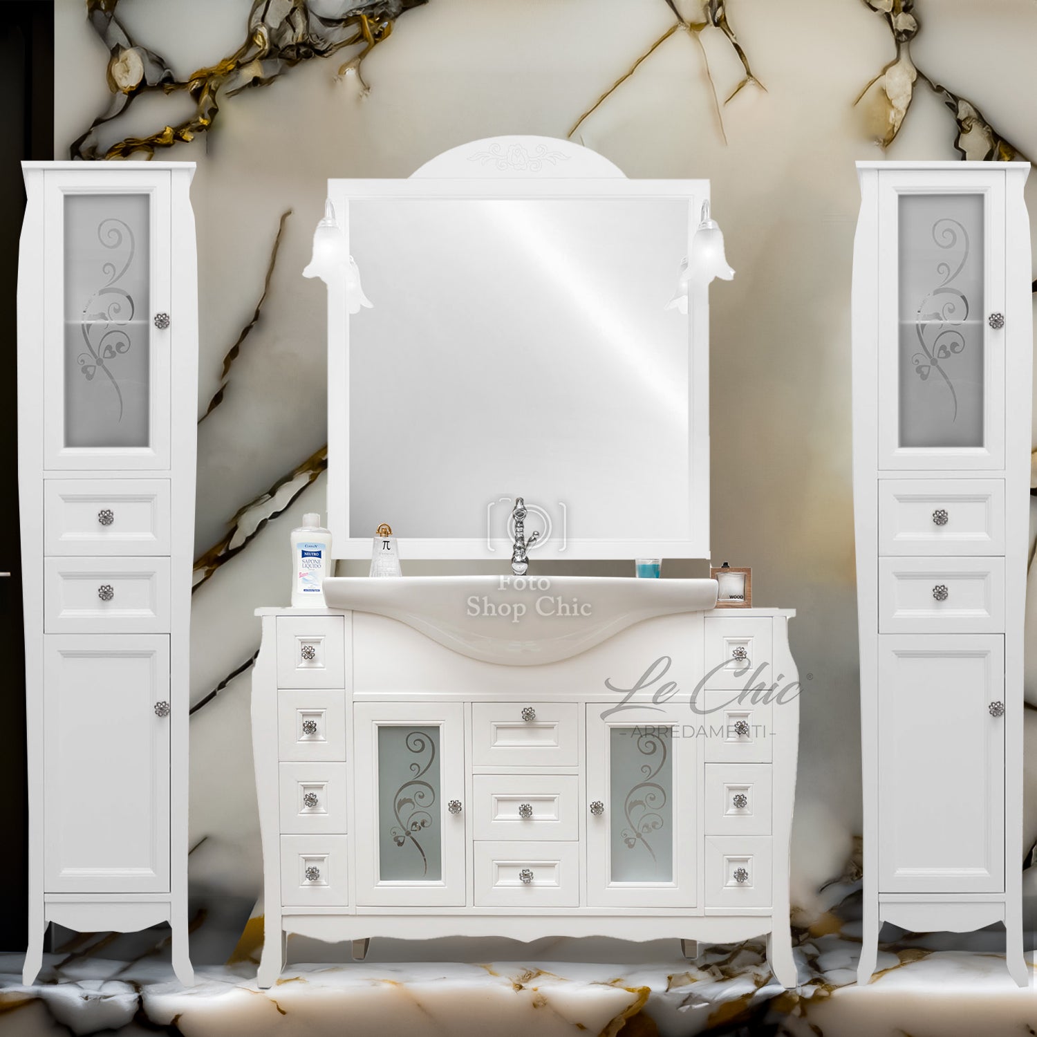 Composizione bagno shabby chic a doppia colonna