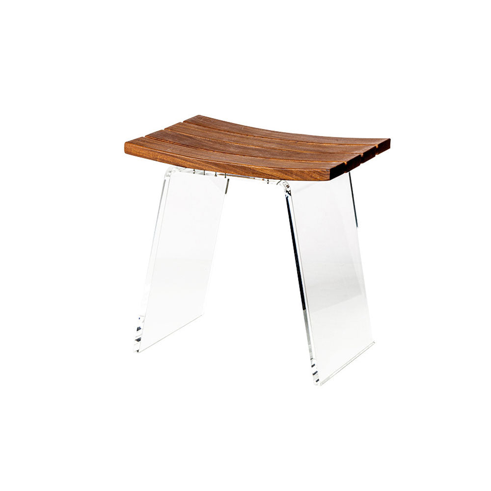 Sgabello 'Koi Stool' con seduta in legno Teak by Cipi cm 45 x 34 x 43,5h