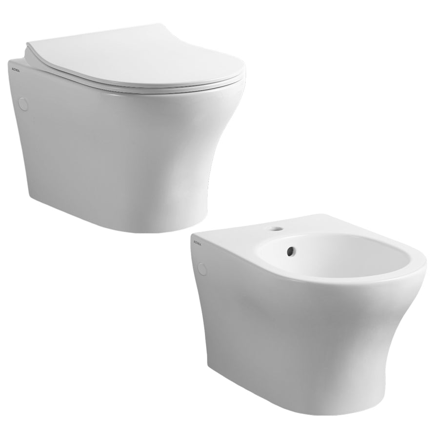 Coppia di sanitari sospesi WC bidet e coprivaso modello Liz di Althea cm 50x36