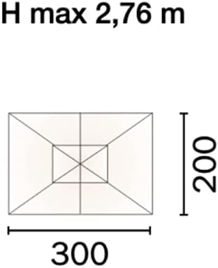Ombrellone rettangolare da giardino 3x2 mt con palo unico in legno centrale, telo color ecrù 230gr Tomaino 4001
