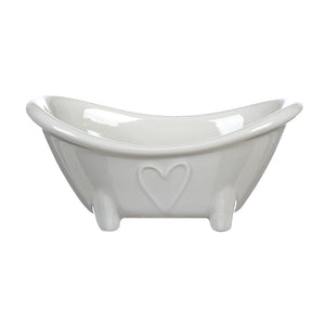 Porta Saponetta da Bagno Shabby Chic Elegante in Ceramica Cuore Blanc Mariclò