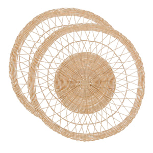 Sottopiatto Decorativo in Rattan Vimini 2Pz Tavola Shabby Chic Blanc Mariclò