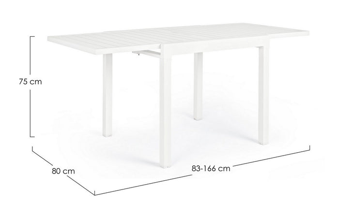 Tavolo Allungabile da Giardino Bianco Moderno Design Pranzo Pelagius Bizzotto Formato: 83-166 cm