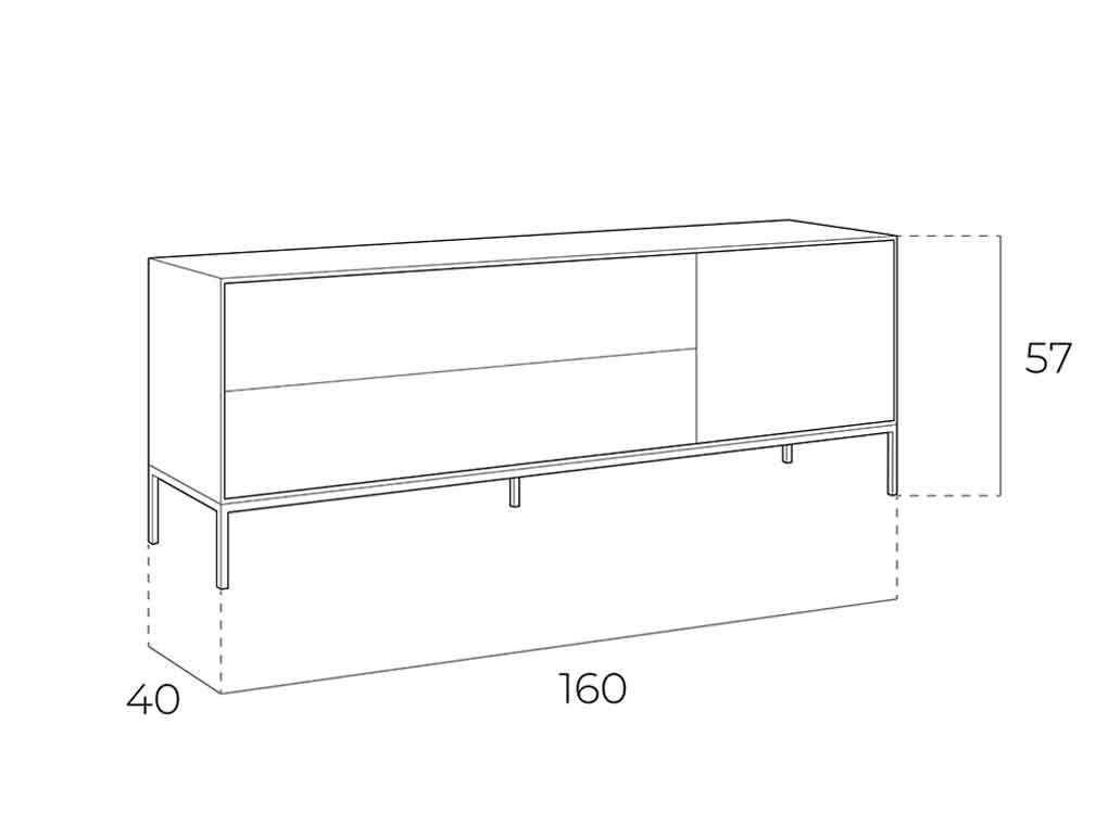 Credenza in legno bianco, rovere e acciaio bianco