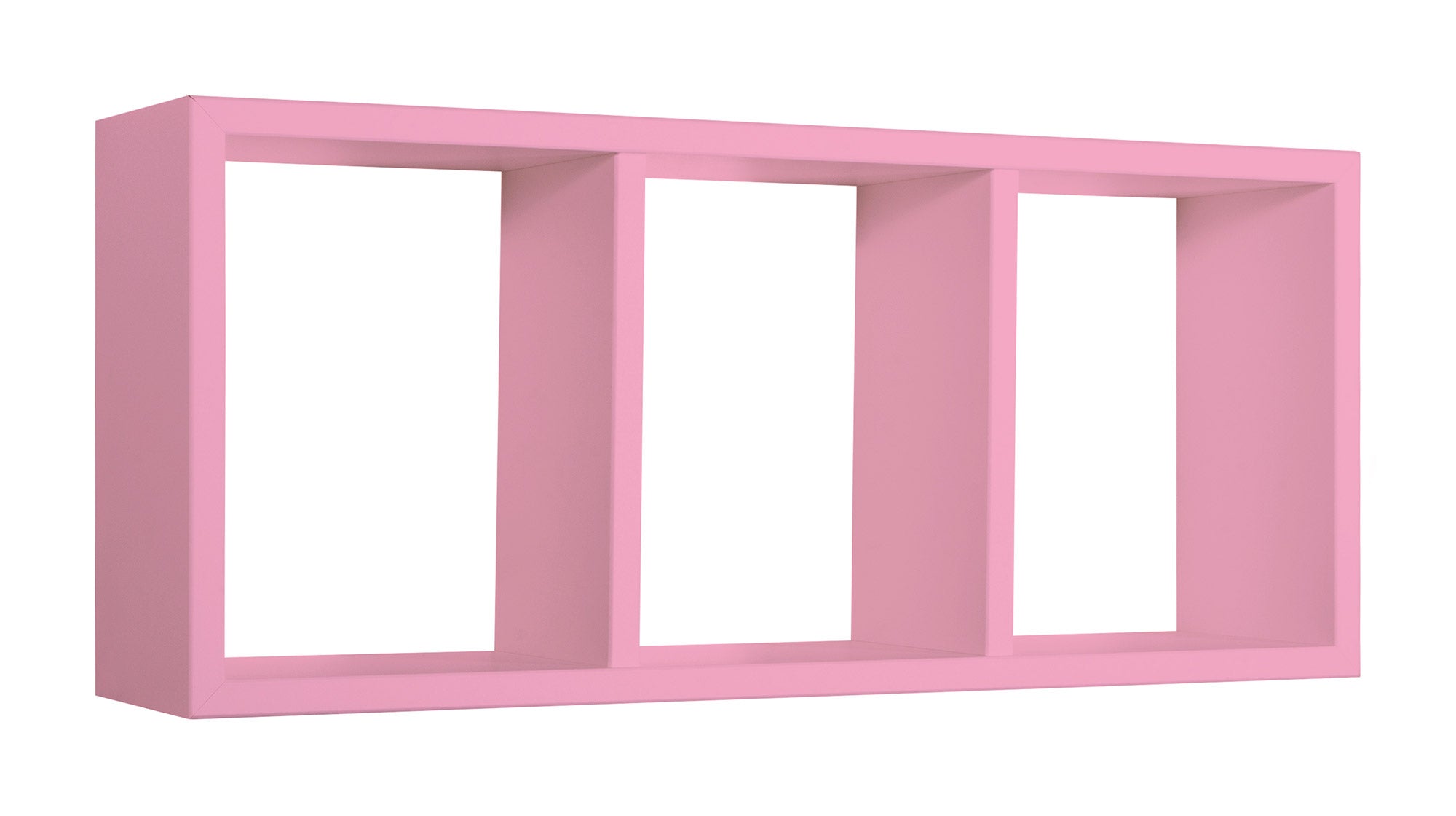 Mensola Rettangolare 3 Scomparti da Parete 70x30x15.5 cm in Fibra di Legno Tristano Rosa Blush