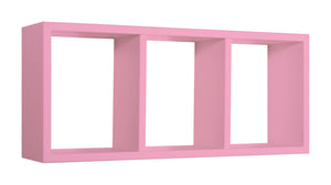 Mensola Rettangolare 3 Scomparti da Parete 70x30x15.5 cm in Fibra di Legno Tristano Rosa Blush