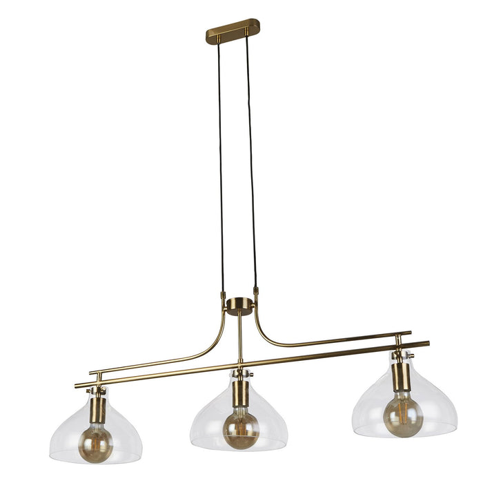 Lampadario Contemporaneo Margherita Acciaio Ottone Vetro 3 Luci E27