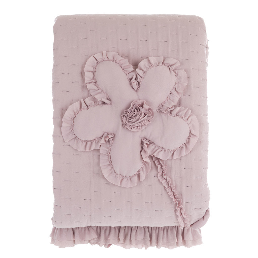 Trapunta Matrimoniale Leggera con Rosa Ricamata Boutis Shabby Chic Blanc Mariclò Colore: Rosa