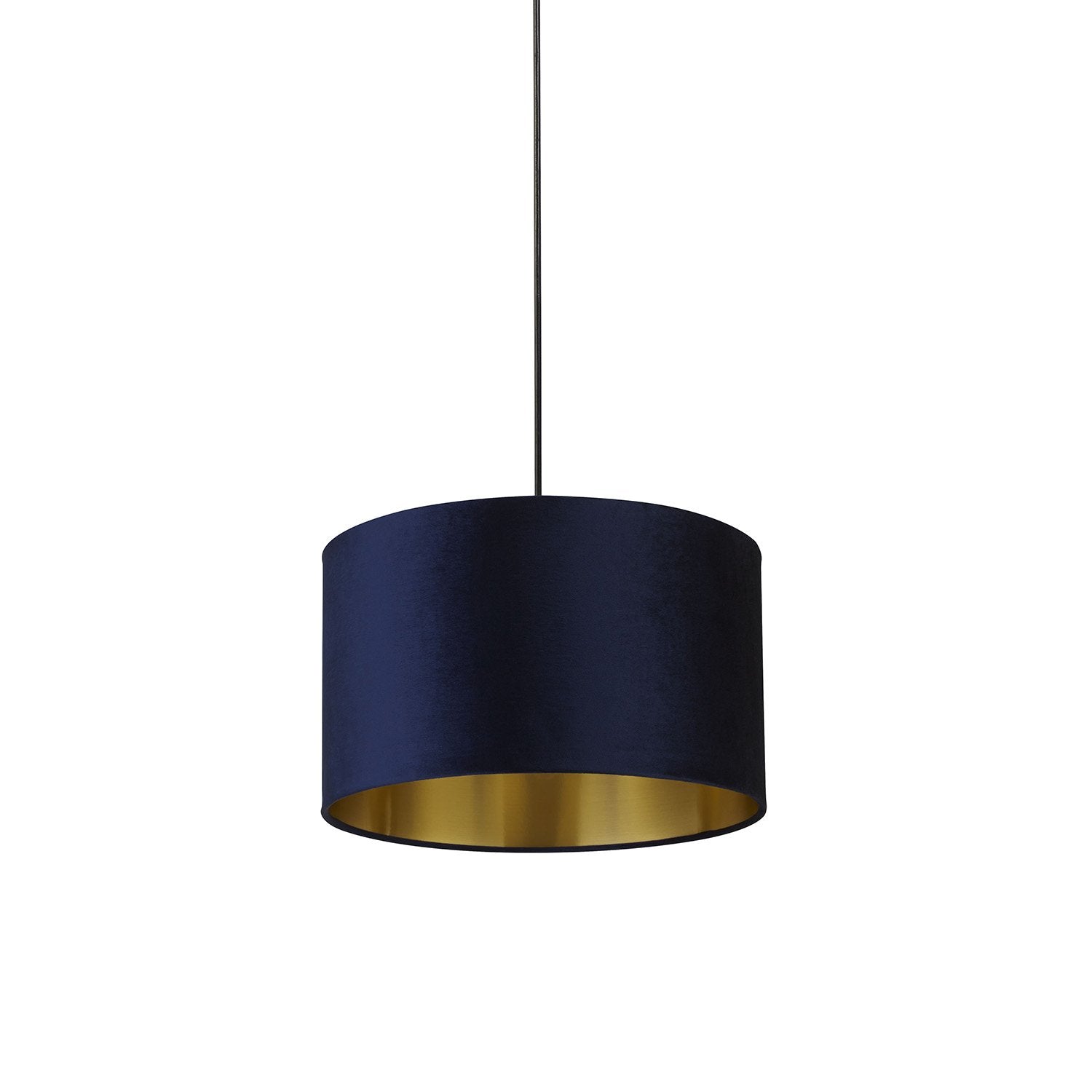 Sospensione Contemporanea Velluto Acciaio Blu Tessuto Oro 1 Luce B22/E14/E27