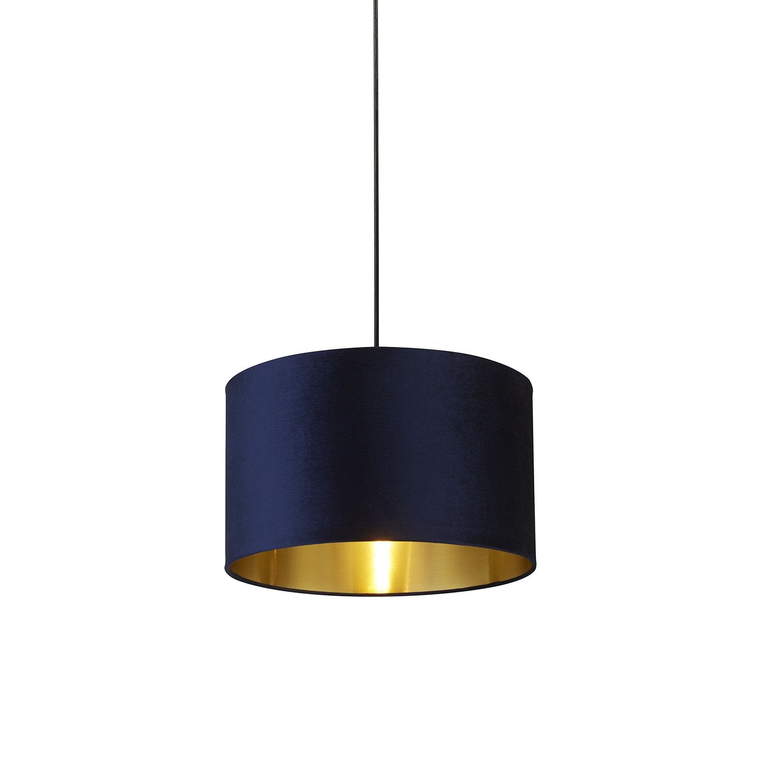 Sospensione Contemporanea Velluto Acciaio Blu Tessuto Oro 1 Luce B22/E14/E27