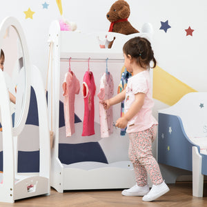 Appendiabiti per Bambini con Ripiani e Ganci Laterali in Legno 63x37x103 cm Bianco