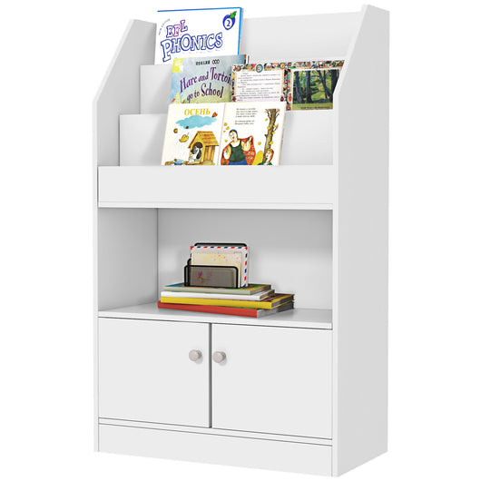 Easycomfort Scaffale Portagiochi per Bambini con Libreria e Armadietto in Legno, 60x29.5x100cm, Bianco