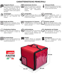 Zaino Borsa Termica Porta Pizze da Asporto 10 Cartoni Safemi Fast 10 Rosso