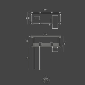 Miscelatore Lavabo incasso Square completo di corpo incasso, piastra e leva