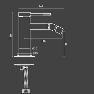 Miscelatore Bidet York in ottone completo di piletta click clack