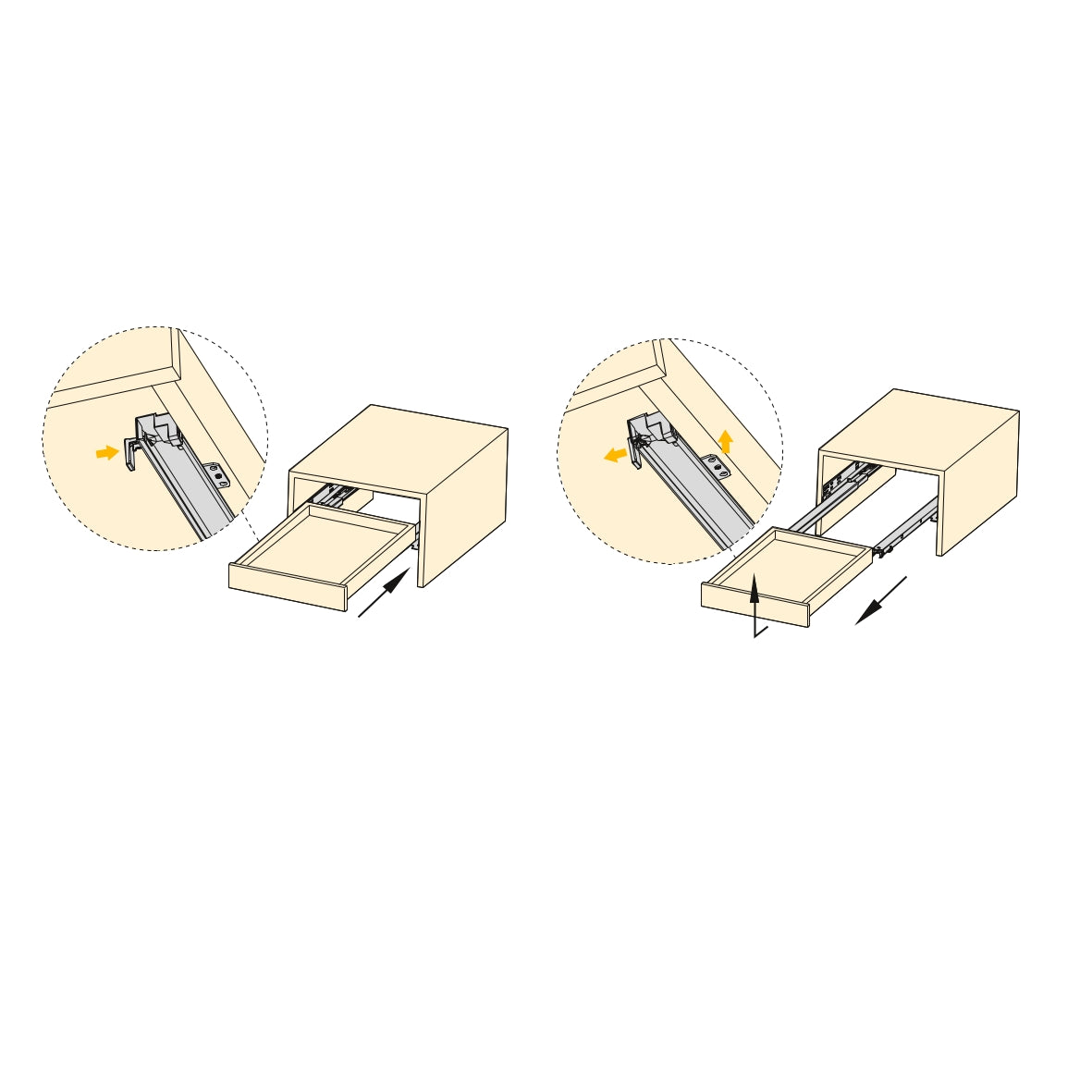 Emuca Guide a scomparsa Silver per cassetti ad estrazione totale con chiusura soft, 250, Zincato bianco, Acciaio