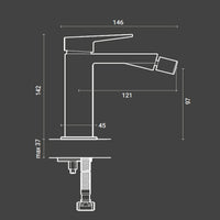 Miscelatore monocomando Bidet Dock in ottone cromato completo di piletta click clack