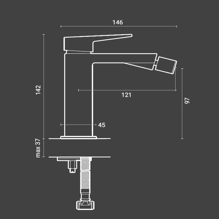 Miscelatore monocomando Bidet Dock in ottone cromato completo di piletta click clack