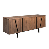 Credenza 191x50x74 cm in legno di noce e acciaio nero