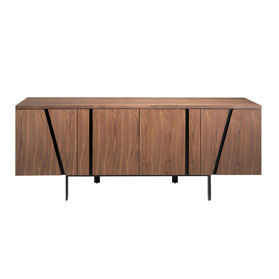 Credenza 191x50x74 cm in legno di noce e acciaio nero